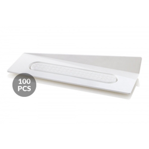 Set 100 Vassoi monoporzione rettangolari 140X40mm in plastica bianca Silikomart