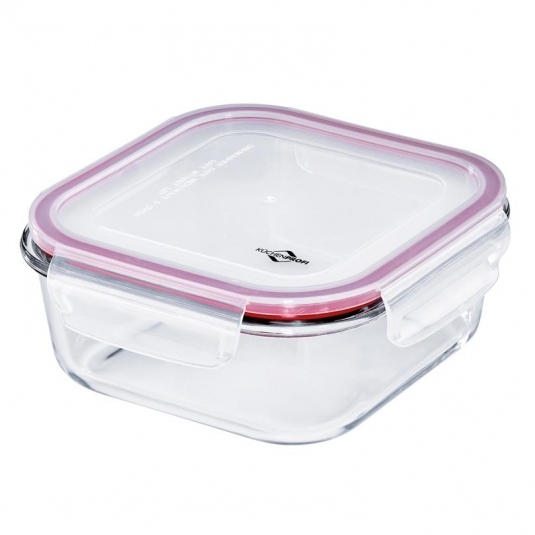 Lunchbox contenitore quadrato in vetro/resina L 18x18cm 1,2L Kuchenprofi