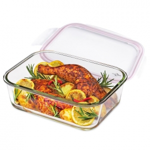 Lunchbox contenitore rettangolare in vetro/resina XL 28x21,5cm 2,5L Kuchenprofi
