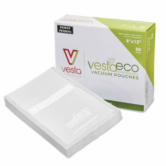 Confezione di 50 sacchetti groffati biodegradabili per sottovuoto 20x30cm Vesta