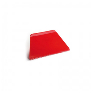 RA8RS Raschietto Spatola tarocco dentata 21,6×12,8cm in plastica rossa Pavoni